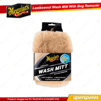 Meguiar's Genuine Lambswool Soft Wash Mitt with Bug Remover - Car Washing Tool