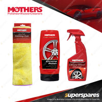 Mothers Chrome Wheel Cleaner 710ML & Polish California Gold Restore Protect