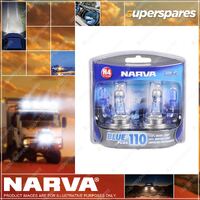 Narva H4 Performance Halogen Headlight Globes 12V 60/55W Blue Plus 90 P43T 1D H4