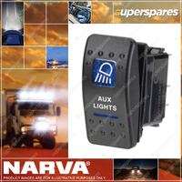 Narva Illuminated Off/On Sealed Rocker Switch Blue Aux Lights Symbol 12V 63144Bl