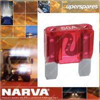 Narva Brand 50 Amps Maxi Blade Type Fuses with Red Color Box of 10