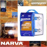 Narva H4 12 Volt 60/55W Plus150 Halogen Headlight Globes Bl2 Blister Pack of 2