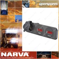 Narva Heavy-Duty Accessory Socket 12/24V Dc Led Amp And Volt Meters Blister Pack