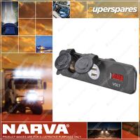 Narva Heavy-Duty Accessory/Dual Usb Sockets And 12/24V Dc Led Volt Meter Blister