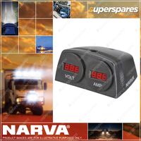 Narva Heavy-Duty Surface Mount 12 / 24V Dc LED Volt And Amp Meters Blister Pack