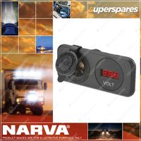 Narva Heavy-Duty Accessory Socket And 12 / 24V Dc LED Volt Meter Blister Pack