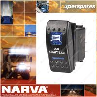 Narva 12V Illuminated Off/On Sealed Rocker Switch With Led Light Bar Symbol Blue