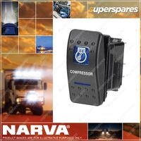 Narva 12V Illuminated Off/On Sealed Rocker Switch With Compressor Symbol Blue