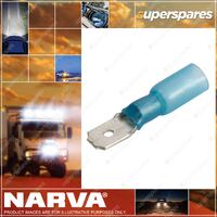 Narva 6.3 X 0.8mm Adhesive Lined Male Blade Terminal Blue Color 50 Pack