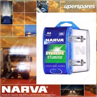 Narva H4 12 Volt 60/55W Everlife Halogen Headlight Globes Bl2 Blister Pack of 2