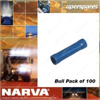 Narva 4mm Blue flared vinyl fully insulated Cable Joiners - Pack of 100