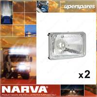 2 x Narva H1 165 X 100mm 12V 100W High Beam Halogen Headlamps Lamp Only 72076