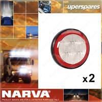 2 x Narva 9-33 Volt LED Reverse Lamps White with Red LED Tail Ring w/Black Base