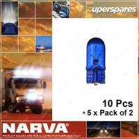 Narva Ultra Blue Park Globes - 12V 5W W2.1 x 9.5d T-10mm 5 x Pack of 2