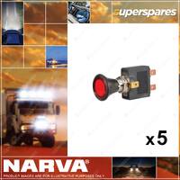 5 x Narva Illuminated Off/On Push/Pull Switchs with Red Color LED Blister Pack