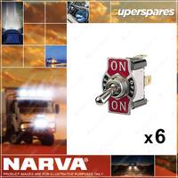 6 x Narva On/Off/On Metal Toggle Switches with On/Off/On Tab 60061BL