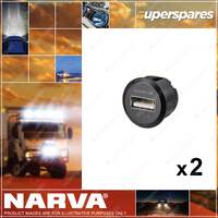 2 x Narva Heavy Duty Mini Flush Mount USB Sockets Blister Pack 81100BL