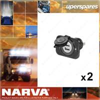 2 x Narva Heavy Duty Dual USB Sockets Blister Pack Part NO. of 81134BL