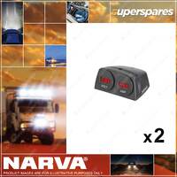 2 x Narva Heavy Duty Surface Mount 12/24V DC LED Volt & Amp Meters Blister Pack