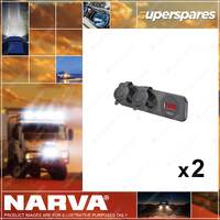 2 x Narva HD Twin Accessory Sockets and 12/24V DC LED Volt Meter Blister Pack