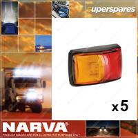 5 x Narva 10-33V LED Side Marker Lamps Red Amber w/Black Deflector Base 91402BL