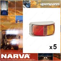 5 x Narva 9-33V LED Side Marker Lamps Red Amber with White Deflector Base 91602W