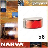 8 x Narva 9-33V LED Rear End Outline Marker Lamps Red with White Deflector Base