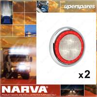 2 x Narva 9-33 Volt LED Reverse Lamps White with Red LED Tail Ring w/Chrome base