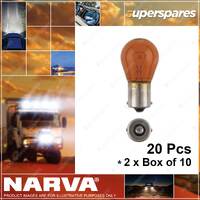 Narva 12V 21W Amber BA15S Incandescent Globes 47383 2 x Box of 10