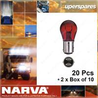 Narva 12V 21/5W BAY15D Red Incandescent Globes 47387 2 x Box of 10