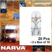 Narva Wedge Globe 12V 5W W2.1 x 9.5D T-10mm 10mm wide x 26mm 47501 2 x Box of 10