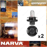 2 x Narva 12V 1.2W BX8.4D Black Base Dash Panel Globes - Globe Width 4.5mm 47744