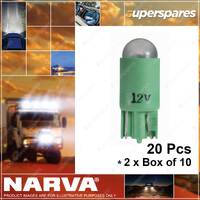 Narva 12 Volt Kw2.1 x 9.5D Green Color LED Wedge Globes 47868 2 x Box of 10