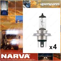 4 x Narva 12V H4 60/55W P43T Halogen Headlight Globe for Audi 48881