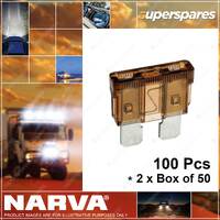 Narva 7.5 Amp Brown Standard Ats Blade Fuse 19mm x 19mm 52807 2 x Box of 50