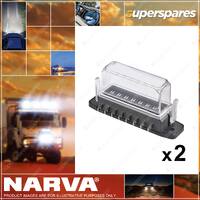 2 x Narva 8-Way ATS Fuse Box with Tall Transparent Cover Gasket and 8 Terminals