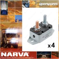 4 x Narva 15 Amp Manual Plastic Resetting Circuit Breaker - 51 x 21mm 54915