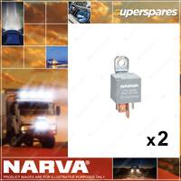 2 x Narva 12 Volt 50A Normally Open 4 Pin Relay with Resistor 68008