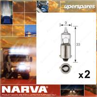 2 x Narva 12V 6W H6W Miniature Halogen Globe - Size 9 x 33mm 68161