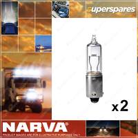 2 x Narva 12 Volt 21W H21W Miniature Halogen Globes BAY9s - Size 9 x 37mm 68191