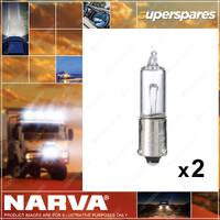 2 x Narva 24V 21W H21W Miniature Halogen Globes - Size 9 x 37mm 68196