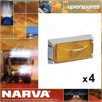 4x Narva 12V Sealed Side Direction Indicator External Cabin Lamp Kit Amber 91502