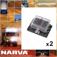 2 x Narva 6-Way Ats Fuse Box W/LED Fault Indicator Single Power-In Terminal