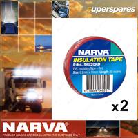 2 x Narva 20 Meters Red Insulation Tape - Size 0.2mm x 19mm 56820RD