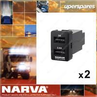 2 x Narva OE Style USB Switch for Toyota Prado 150 Landcruiser 200 Hilux 63301BL