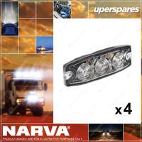 4 x Narva High Powered Low Profile Led Warning Light Amber - 3 x 1W LEDs 85213A