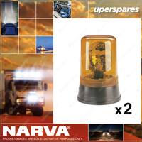 2 x Narva Hi Optics Rotating Beacon Amber Flange Base 12 24 Volt 85420A