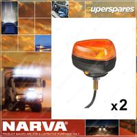 2 x Narva 10-33V Aerotech Low Profile Amber Led Strobe Single Bolt 85601A