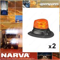 2 x Narva 10-33V Aerotech Short Amber LED Strobe Magnetic Mount 85610A