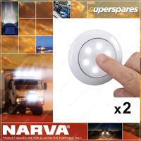 2 x Narva 12V Saturn Lamp White/Red 75mm LED Interior Lamp with Touch Switch